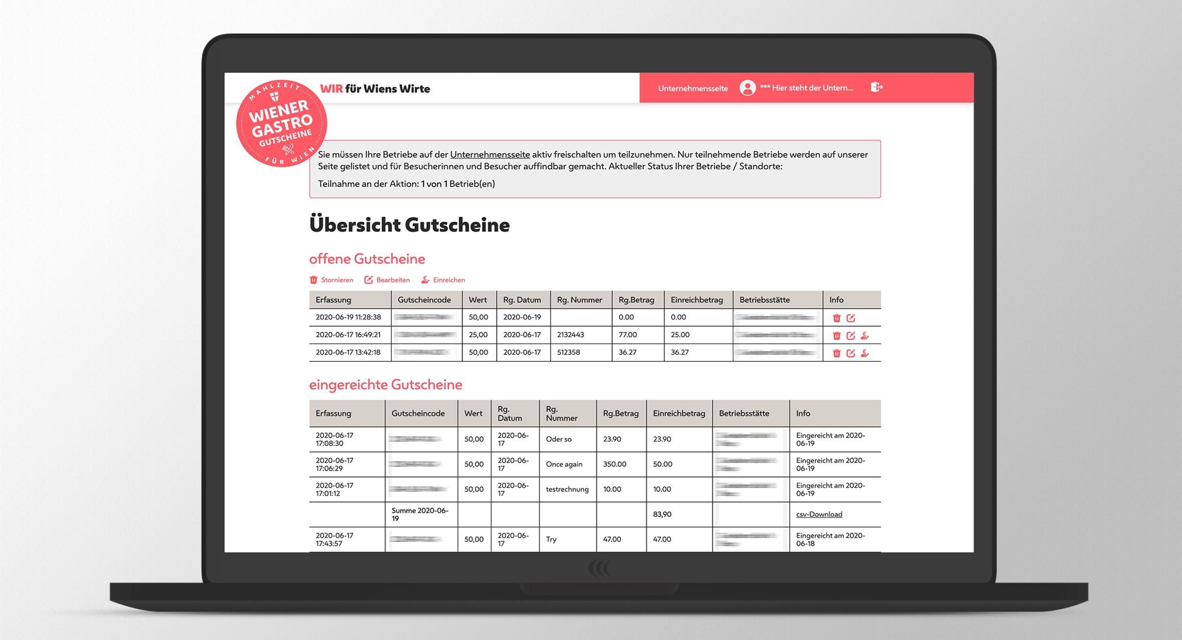 Wiener Gastrogutschein | wienergastrogutschein.at | 2020 (Company Laptop 03) © echonet communication